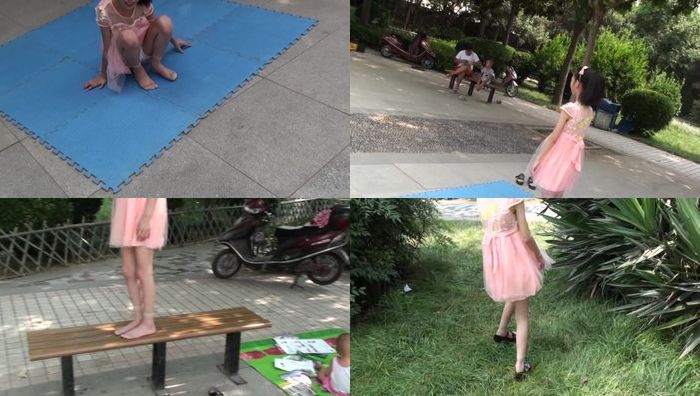 蓉蓉短肉丝秀(粉红裙)