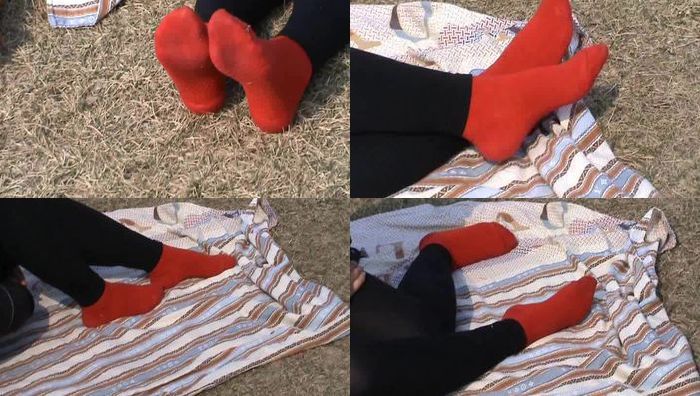 041红娜红棉袜秀