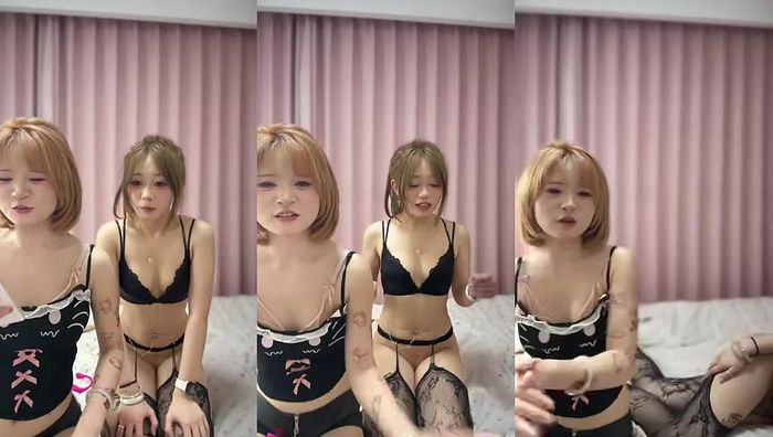 两个黄毛纹身精神小妹直播 这两条母狗看着就很爽啊